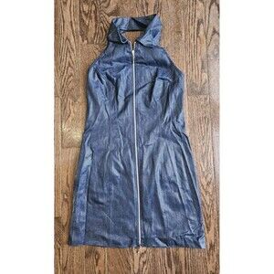 Vintage Y2K Tower USA Full Zip Halter Dress Size Large Denim Look